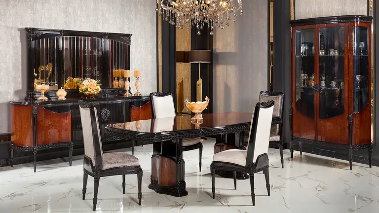 Essen Yemek Odası Takımı, sade ve rafine modern Avrupa zarafetiyle düzenlenmiş davet alanı