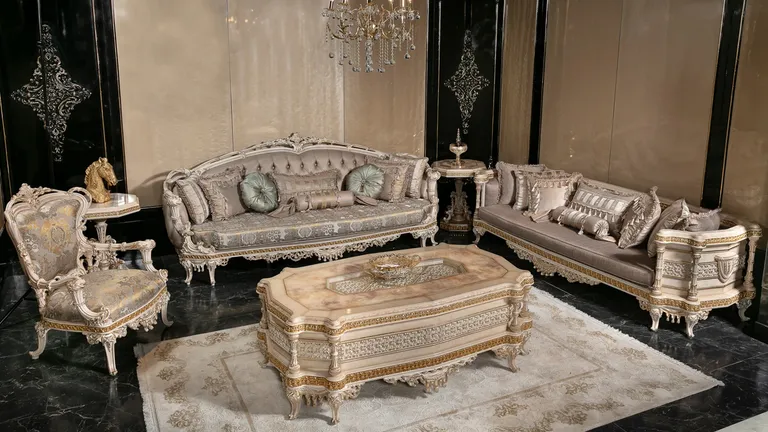 Gloria koltuk takımının görkemli ve ışıltılı salon kompozisyonu